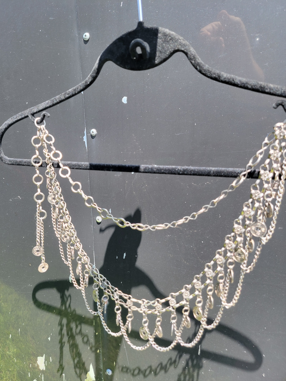 Boho Y2K Silver Tiered Draped Waist Chain Belt